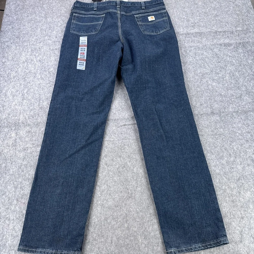 Carhartt FR Rugged Flex Jeans Mens 40x36 Blue Straight Traditional Fit Work